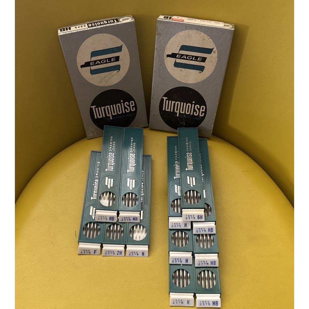 Vtg Lot 120 Eagle Turquoise Drawing Leads 2375 2H 4H 6H H HB F NOS Pencil USA